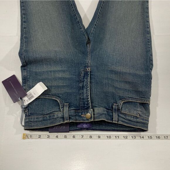 NYDJ Marilyn Jeans Size 6 Blue Denim Straight Leg Mid Rise Distressed #7017U - Picture 9 of 12